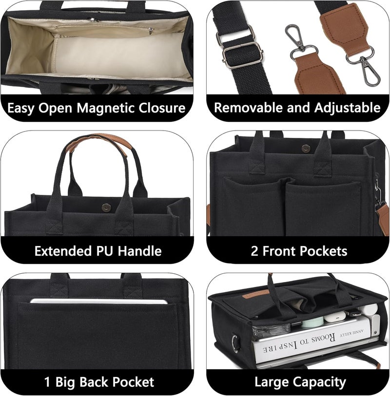 ZHMO Canvas Tote Bag for Women,Women's Bags Crossbody Bags Work Laptop Tote Bag Large Handbags Purse for Travel Nurse Teacher - Image 4